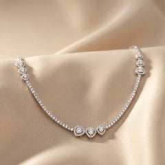 5.86 CT Round-Cut Diamond Teardrop Accent Tennis Necklace