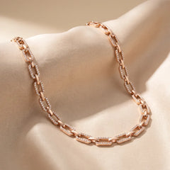 6.79 CT Round-Cut Diamond Pavé Paperclip Necklace