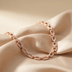 6.79 CT Round-Cut Diamond Pavé Paperclip Necklace