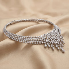 21.82 CT Round, Marquise & Pear Diamond Fringe Choker Necklace