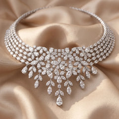 21.82 CT Round, Marquise & Pear Diamond Fringe Choker Necklace