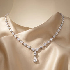 19.00 CT Pear-Cut Diamond Graduated Drop Necklace