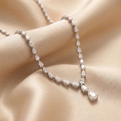 19.00 CT Pear-Cut Diamond Graduated Drop Necklace