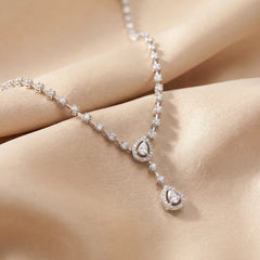 7.19 CT Pear & Round-Cut Diamond Twin Teardrop Necklace