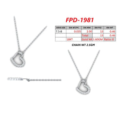 0.46 CT Round Diamond Open Heart Chain Pendant