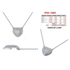 1.67 CT Round Diamond Pave Heart Chain Pendant