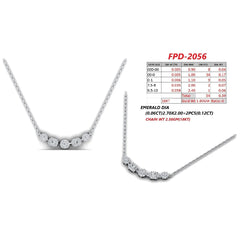 0.51 CT Round & Emerald Cut Diamond Halo Five Station Bar Necklace