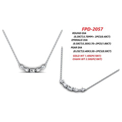 1.90 CT Multi Shape Diamond Five Stone Bar Necklace