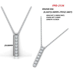 1.68 CT Round Diamond Vertical Bar Pendant