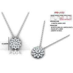2.19 CT Round & Pear Cut Diamond Cluster Halo Pendant