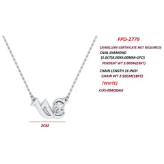 1.00 CT Oval Diamond Initial Chain Pendant