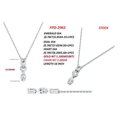 2.10 CT Multi Shape Diamond Three Stone Drop Chain Pendant