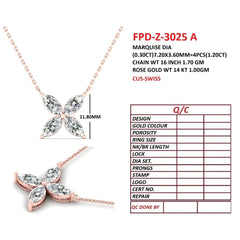 1.20 CT Marquise Cut Diamond Floral Pendant