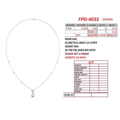 2.91 CT Pear & Heart Diamond Station Drop Chain Necklace