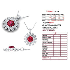4.42 CT Ruby & Diamond Halo Pendant