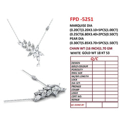 3 CT Marquise & Pear Diamond Leaf Pendant