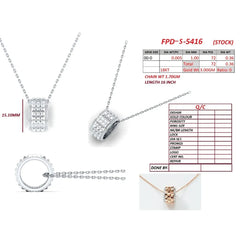 0.36 CT Round Diamond Studded Barrel Pendant with Chain