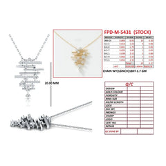 0.37 CT Round Diamond Geometric Bar Cascade Pendant