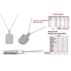 0.89 CT Round and Baguette Diamond Pavé Dog Tag Pendant