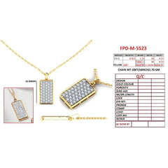 0.53 CT Round Diamond Pave Rectangle Bar Pendant