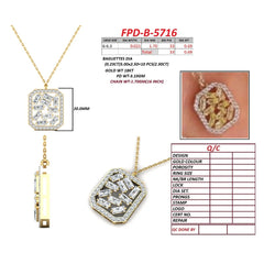 2.99 CT Baguette & Round Diamond Octagon Pendant