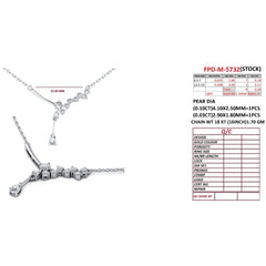 0.41 CT Pear & Round Diamond Drop Necklace