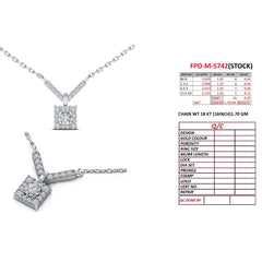 0.29 CT Round Diamond Square Halo V-Bar Pendant