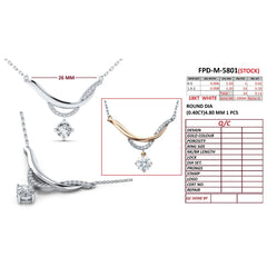 0.51 CT Round Diamond Solitaire Drop Necklace