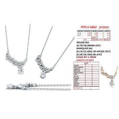 1.88 CT Round & Marquise Diamond Leaf Chain Necklace