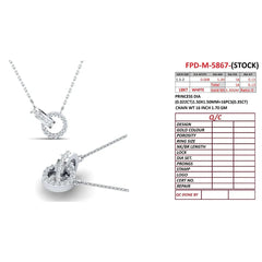 0.48 CT Round & Princess Diamond Interlocking Circle Chain Necklace