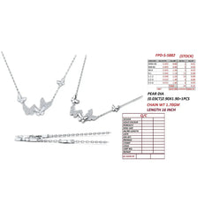 0.35 CT Round & Pear Diamond Butterfly Chain Necklace