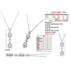 4.17 CT Multi Shape Diamond Halo Drop Chain Necklace