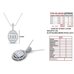 1.65 CT Round & Baguette Diamond Oval Halo Chain Necklace