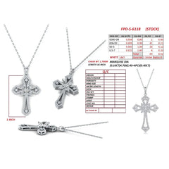 0.82 CT Round & Marquise Diamond Cross Chain Necklace