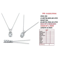 1.20 CT Oval & Heart Diamond Drop Chain Necklace