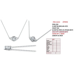 1.40 CT Oval & Heart Diamond Three Stone Chain Necklace
