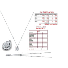 0.93 CT Round Diamond Pear Cluster Chain Necklace