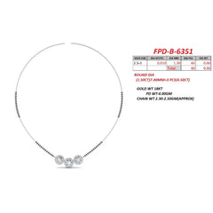 5.10 CT Round Diamond Three Stone Halo Mangalsutra Chain Necklace