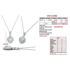 2.95 CT Heart Halo Multi Shape Diamond Chain Necklace