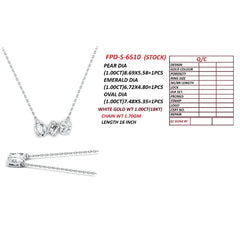 3.00 CT Multi Shape Diamond Three Stone Chain Necklace