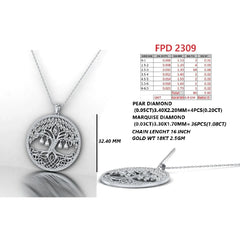 2.10 CT Multi Shape Diamond Tree of Life Medallion Pendant