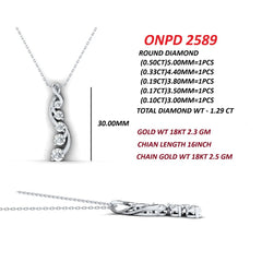 0.62 CT Multi Shape Diamond Bar Chain Pendant
