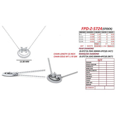 0.58 CT Multi Shape Diamond Floral Oval Pendant