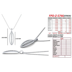0.63 CT Round Diamond Elongated Oval Halo Pendant