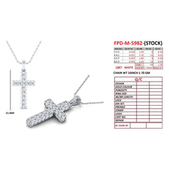 1.09 CT Round Diamond Cross Chain Pendant
