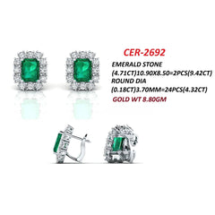13.74 CT Green Emerald Halo Stud Earrings