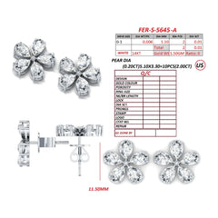 2.06 CT Pear Cut Flower Stud Earrings