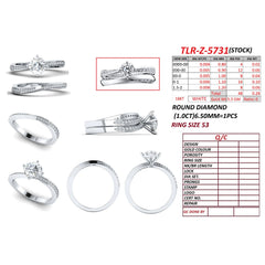 1.32 CT Round Solitaire Wave Pavé Band Bridal Set