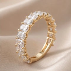 2 CT Radiant Diamond Half Eternity Ring