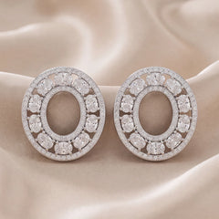 1.56 CT Oval Diamond Open Halo Stud Earrings